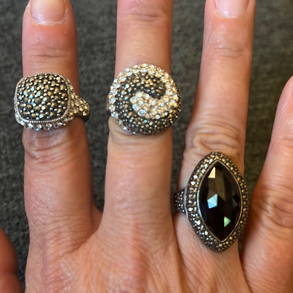 Set of 3 sterling ring. Size 6. QVC